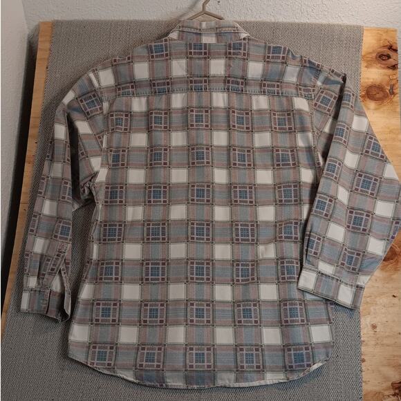 Zeppelin Vintage Jean Shirt Mens XL Gray/Blue Plaid Button Up Casual Y2K - Picture 7 of 12